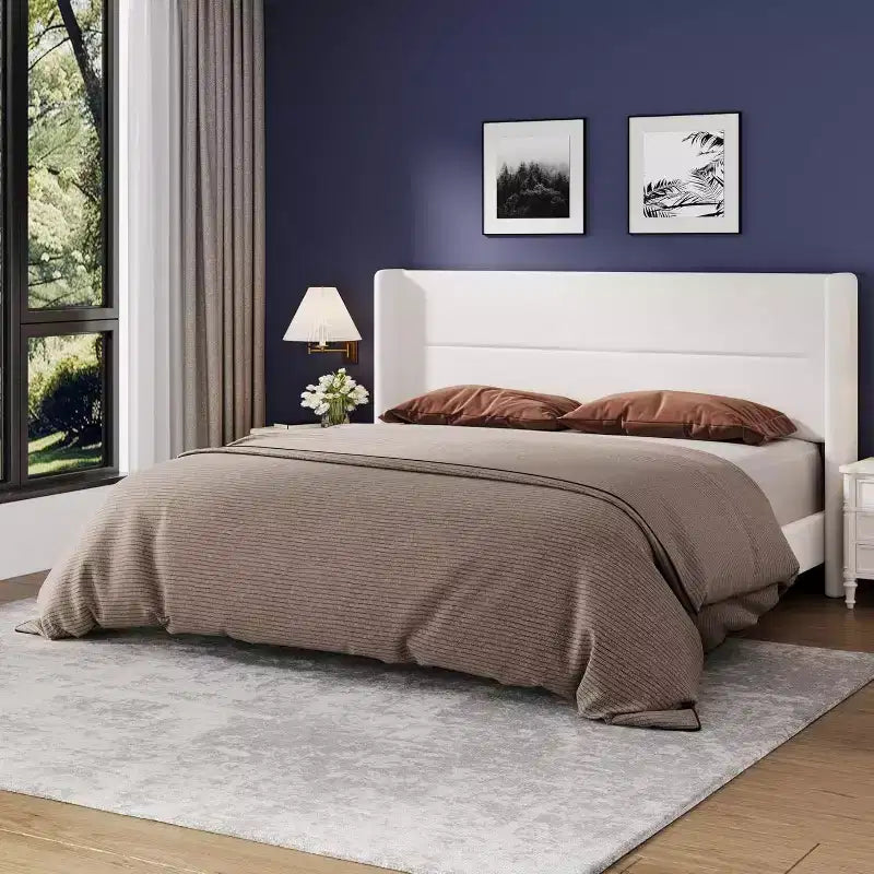 GuatoWave Velvet Upholstered Platform Bed Frame with Tufted Wingback Headboard