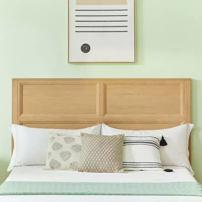 GDFStudio Nuru Modern Wooden Bed Frame with 3D Geometric Headboard and 4-Drawer Storage Bench