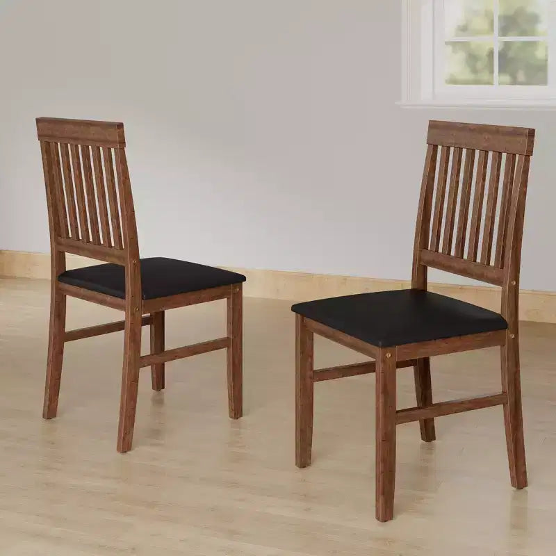 Heynemo Wooden Dining Chairs Set of 2, Modern Dining Chairs with Rubberwood Legs, 350LBS Capacity, Leather Side Seat for Kitchen, Set of 1, Brown