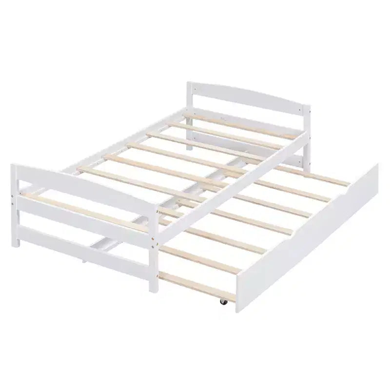 FAMYYT Twin Size Wood Platform Bed?With Twin Size Trundle, Easy Assembly