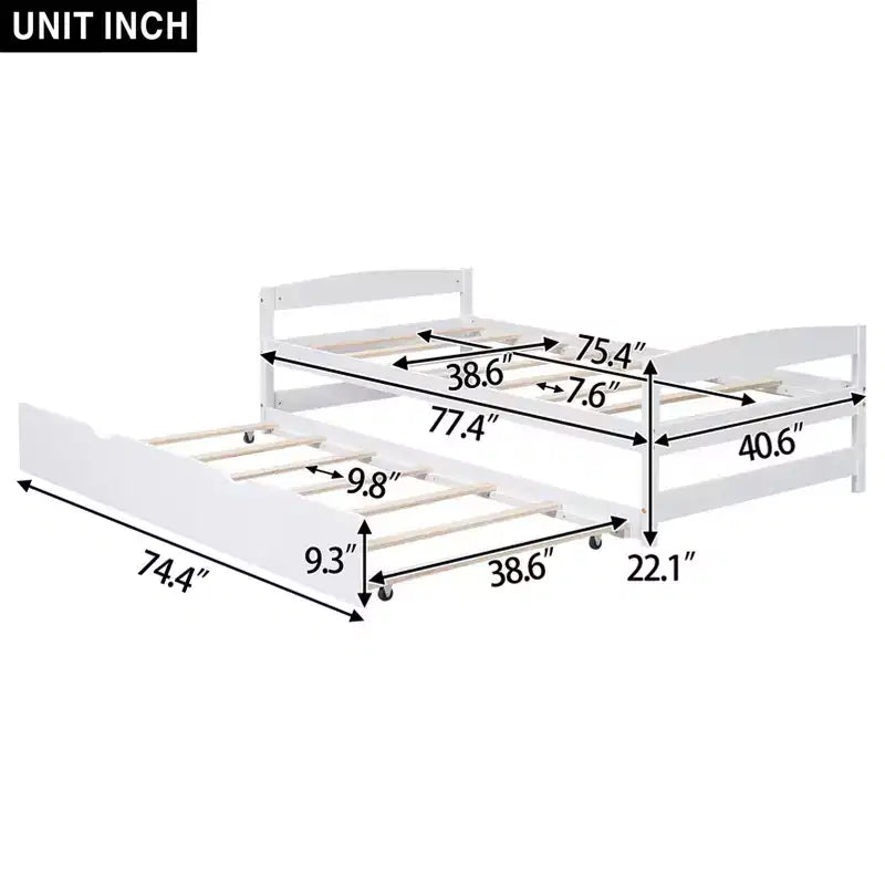 FAMYYT Twin Size Wood Platform Bed?With Twin Size Trundle, Easy Assembly