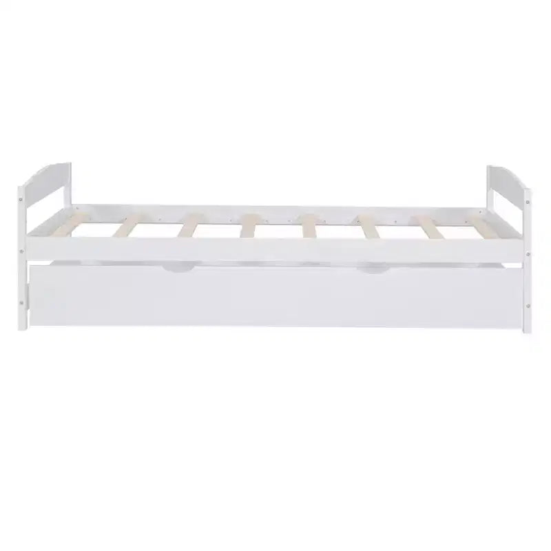 FAMYYT Twin Size Wood Platform Bed?With Twin Size Trundle, Easy Assembly