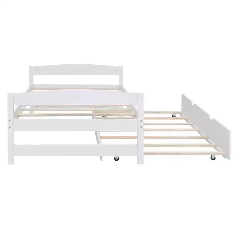 FAMYYT Twin Size Wood Platform Bed?With Twin Size Trundle, Easy Assembly