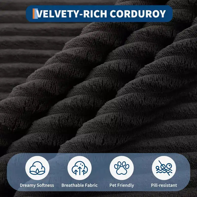 Oversized Corduroy Sleeper Sofa Bed - 79'' Deep Seat, No Assembly, 4 Pillows & Armrests, Comfy Cloud Loveseat for Living Room, Bedroom, Office