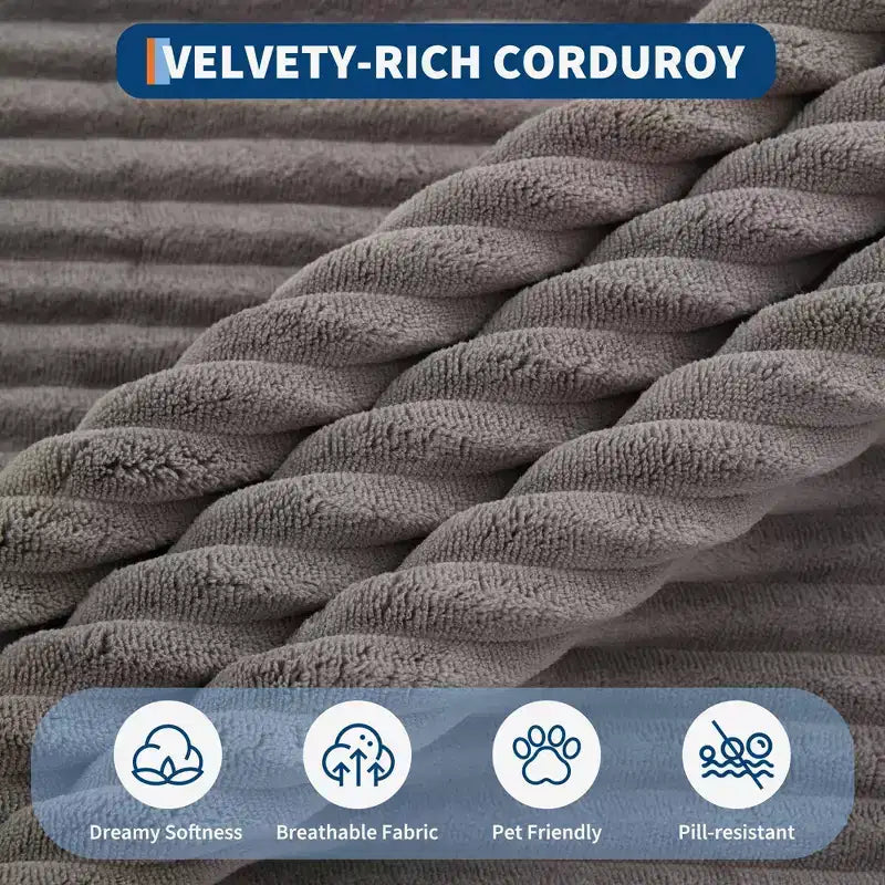 Oversized Corduroy Sleeper Sofa Bed - 79'' Deep Seat, No Assembly, 4 Pillows & Armrests, Comfy Cloud Loveseat for Living Room, Bedroom, Office