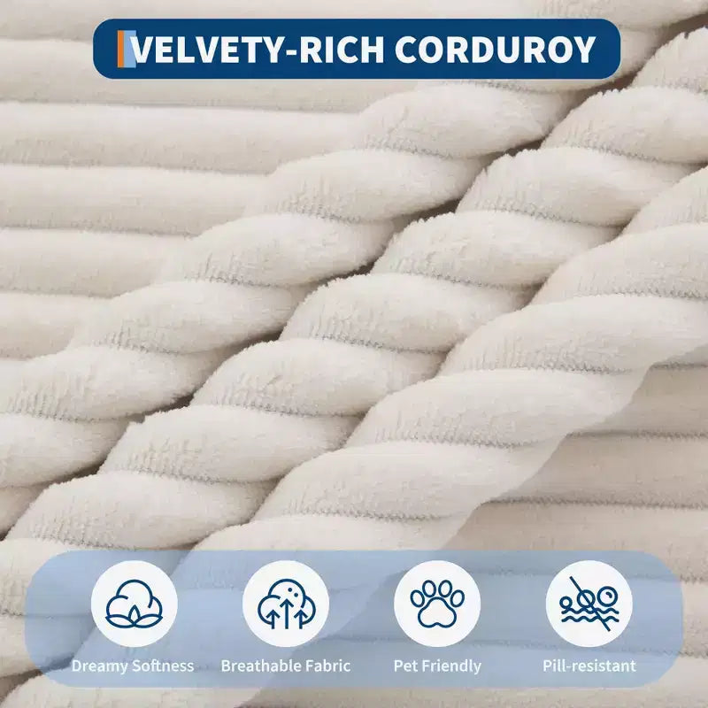Oversized Corduroy Sleeper Sofa Bed - 79'' Deep Seat, No Assembly, 4 Pillows & Armrests, Comfy Cloud Loveseat for Living Room, Bedroom, Office