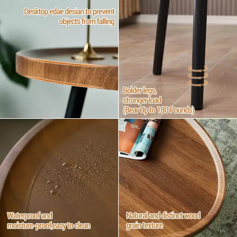 2-Piece Nesting Coffee Table Set, Modern Walnut Side Tables, Space-Saving End Tables for Living Room, Bedroom, Apartment