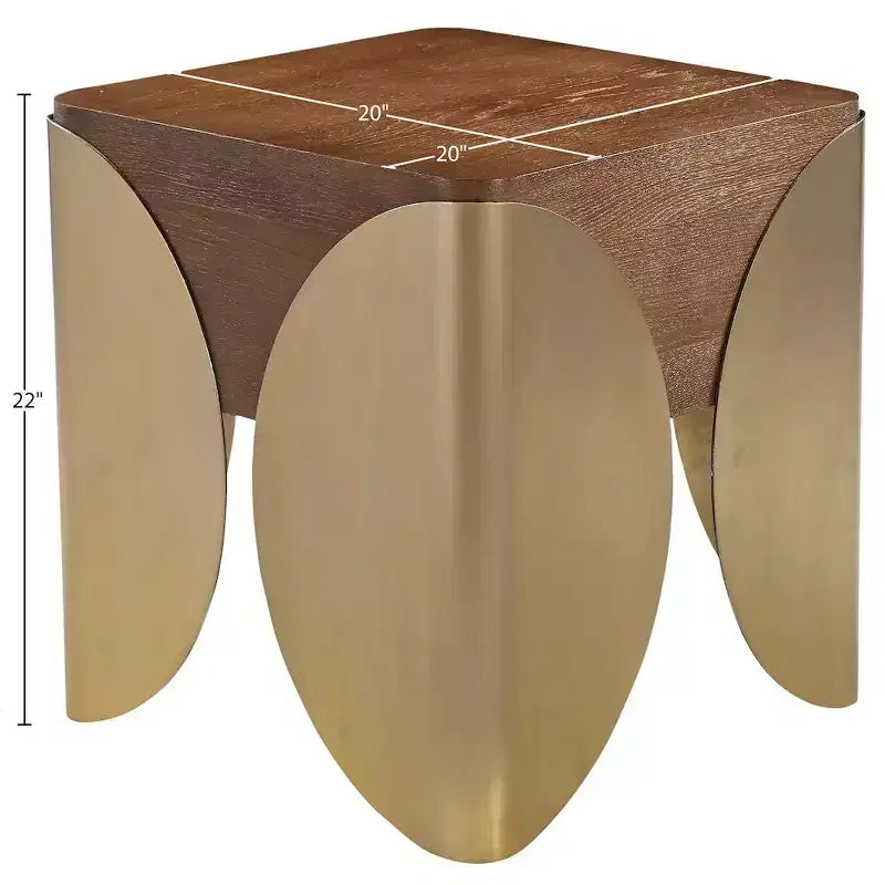 Meridian Furniture Cazari Brown Oak Wood And Iron End Table