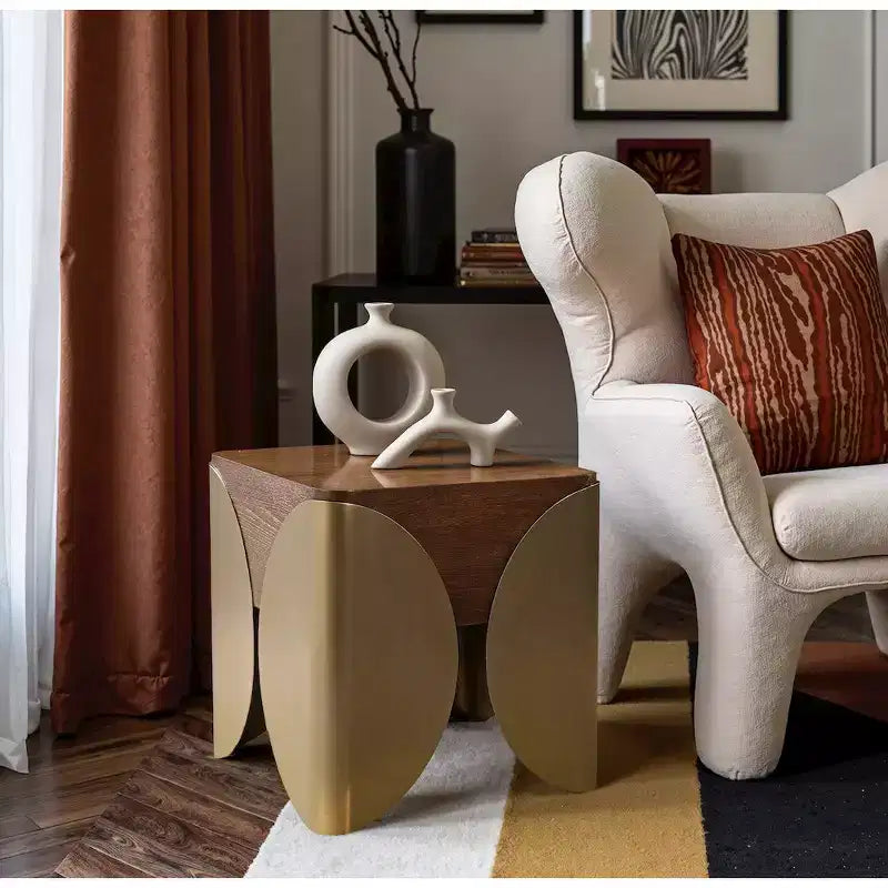 Meridian Furniture Cazari Brown Oak Wood And Iron End Table