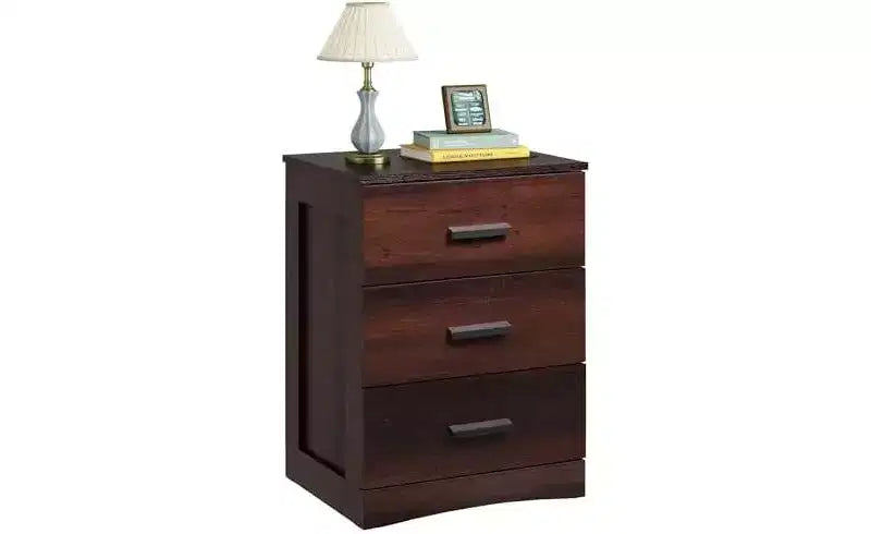 Table de Chevet DEXYLLO, Table de Nuit en Bois avec 3 Tiroirs, Table d'Appoint pour Chambre, Salon, Dortoir