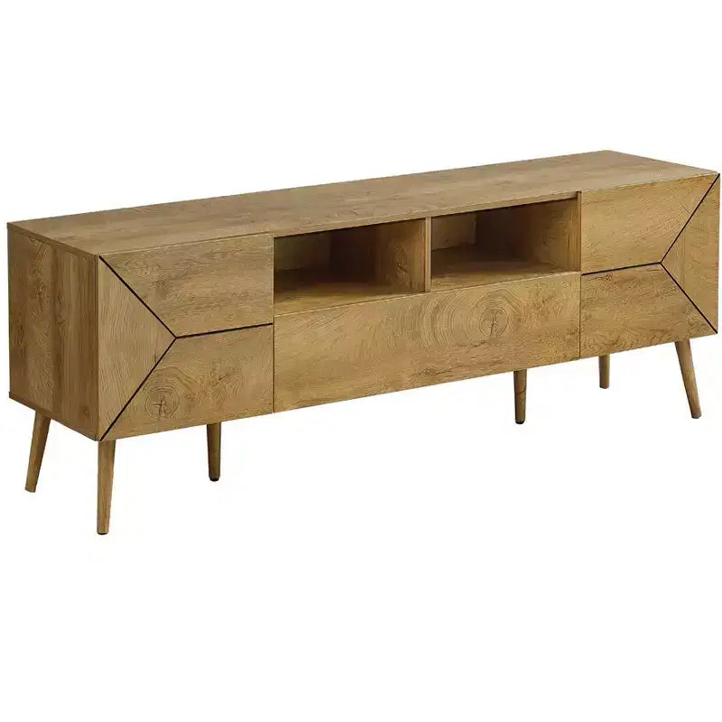 JVNOXK 72 Inch Mid Century Modern TV Stand Console, Walnut Media Entertainment Center with Storage Drawer