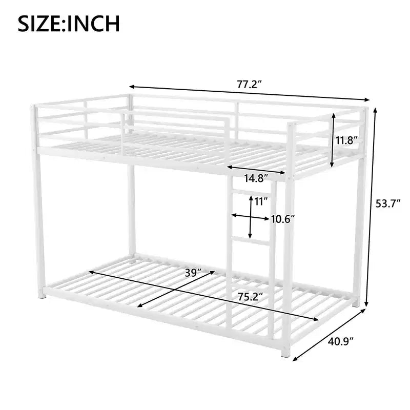 FAMYYT Twin Size Metal Bunk Bed?With Ladder, Safety Guaranteed, Easy Assembly
