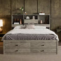 FAMYYT Queen Size Platform Bed with Storage Shelf and 8 Drawers, Easy Assembly