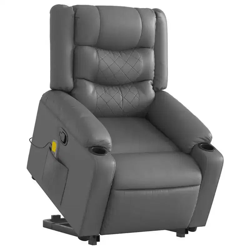 vidaXL Stand up Massage Recliner Chair Cream Faux Leather