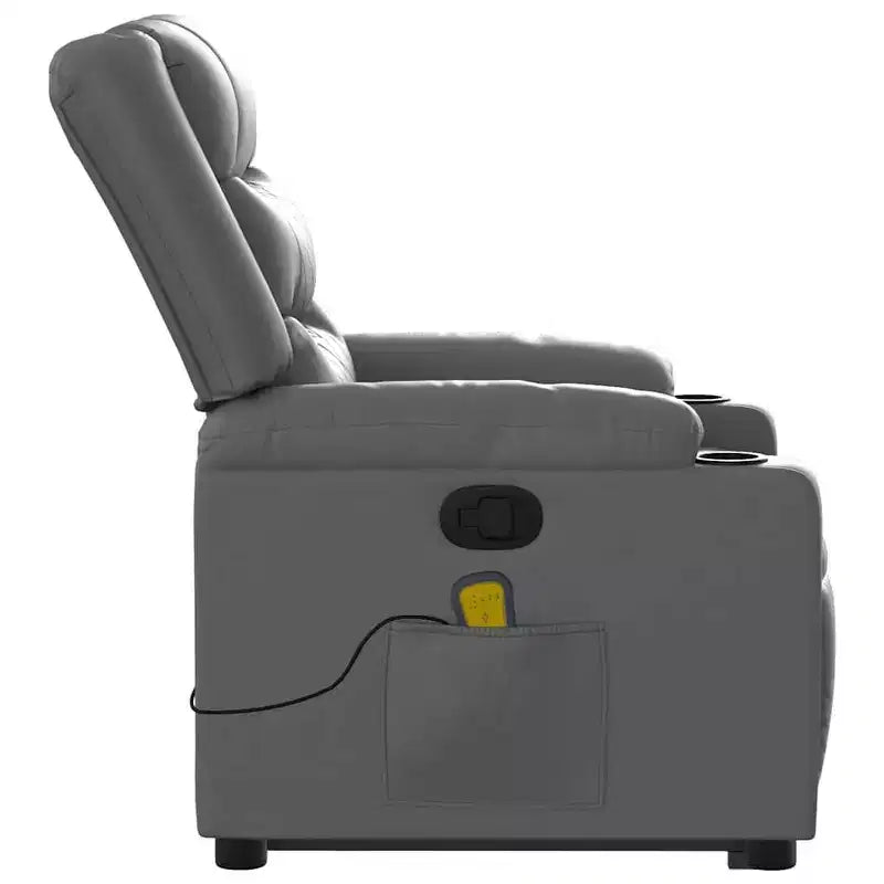 vidaXL Stand up Massage Recliner Chair Cream Faux Leather