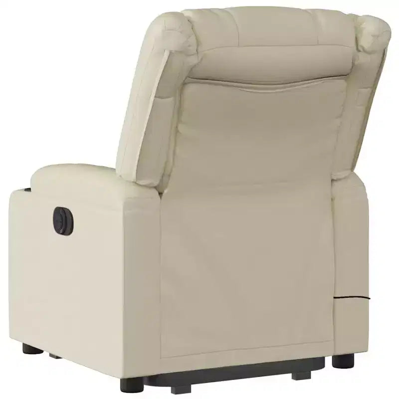 vidaXL Stand up Massage Recliner Chair Cream Faux Leather