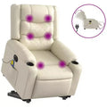 vidaXL Stand up Massage Recliner Chair Cream Faux Leather