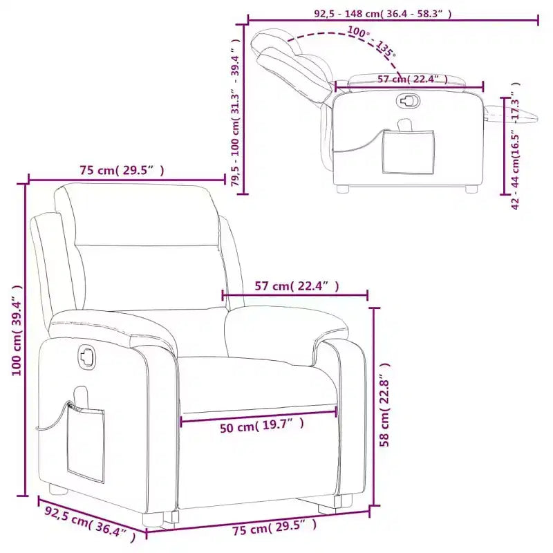 vidaXL Stand Up Massage Recliner Chair Dark gray
