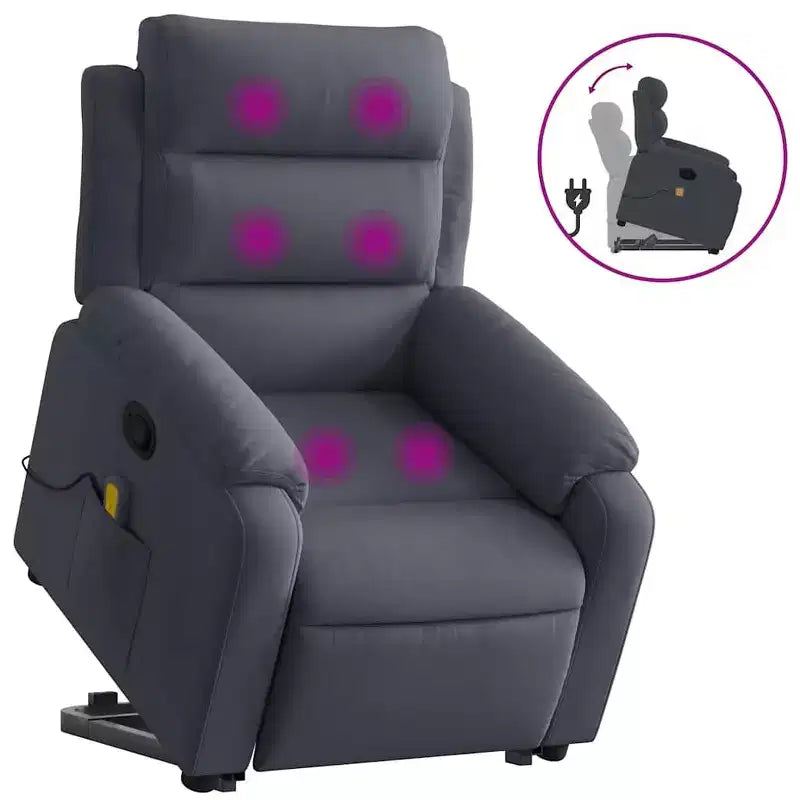 Fauteuil inclinable de massage releveur vidaXL Gris foncé