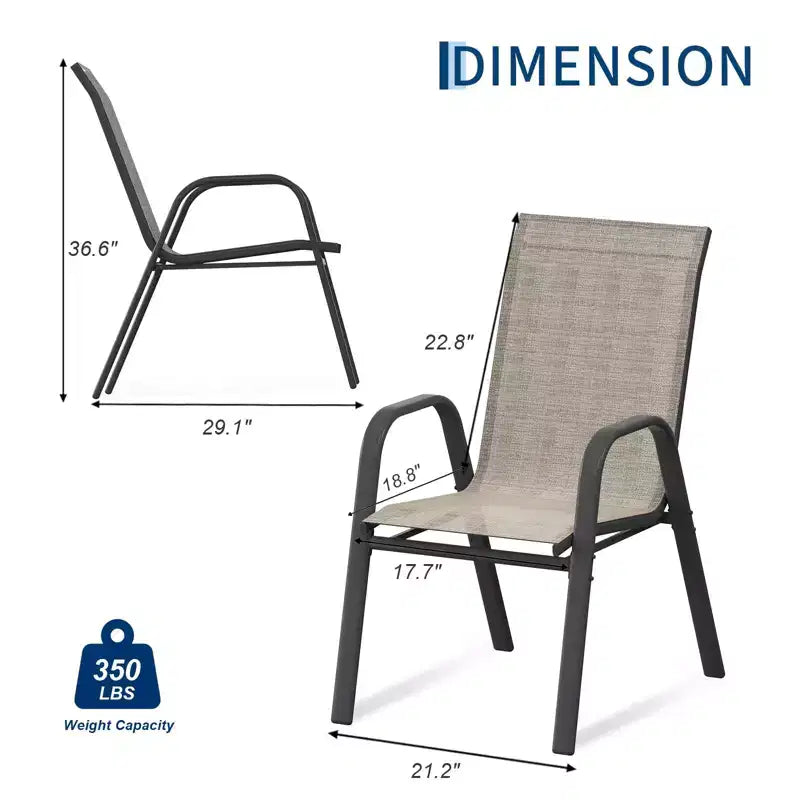 Set of 6 Stackable Patio Dining Chairs  All-Weather High Back with Armrests, Lightweight Textilene, 140kg Capacity  Ideal for Garden, Backyard