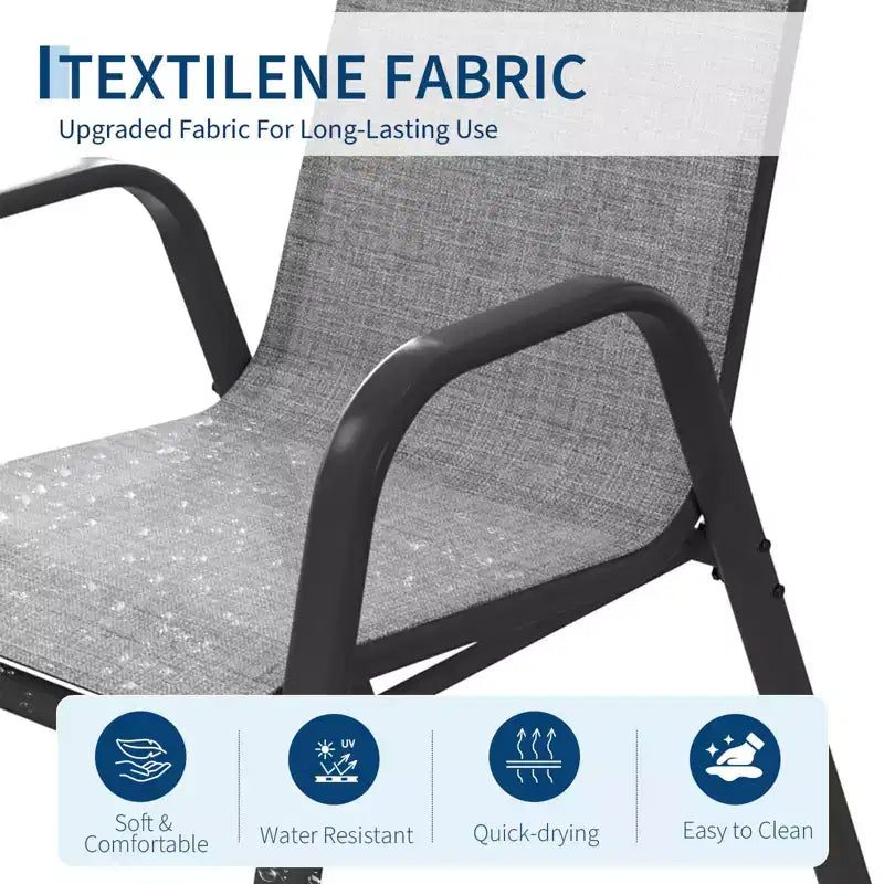 Set of 6 Stackable Patio Dining Chairs  All-Weather High Back with Armrests, Lightweight Textilene, 140kg Capacity  Ideal for Garden, Backyard