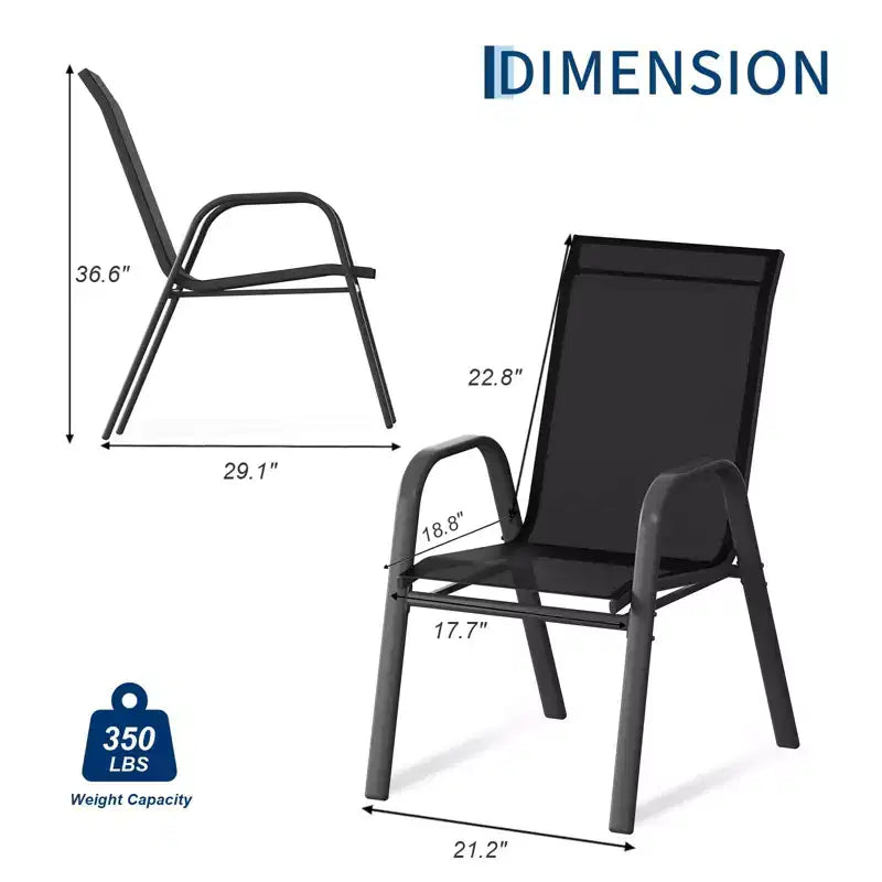 Set of 6 Stackable Patio Dining Chairs  All-Weather High Back with Armrests, Lightweight Textilene, 140kg Capacity  Ideal for Garden, Backyard