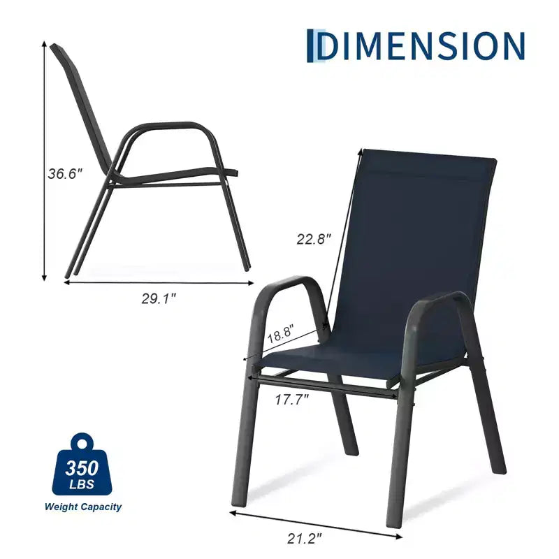 Set of 6 Stackable Patio Dining Chairs  All-Weather High Back with Armrests, Lightweight Textilene, 140kg Capacity  Ideal for Garden, Backyard