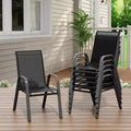 Set of 6 Stackable Patio Dining Chairs  All-Weather High Back with Armrests, Lightweight Textilene, 140kg Capacity  Ideal for Garden, Backyard