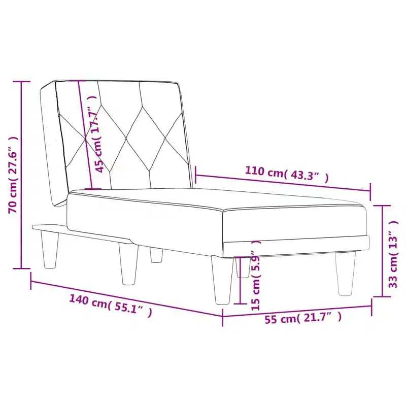 vidaXL Chaise Longue Black Velvet (100% polyester), plywood