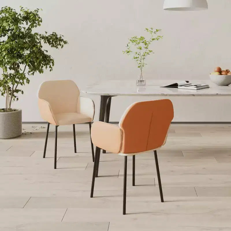vidaXL Dining Chair Set of 2 Cream and Brown