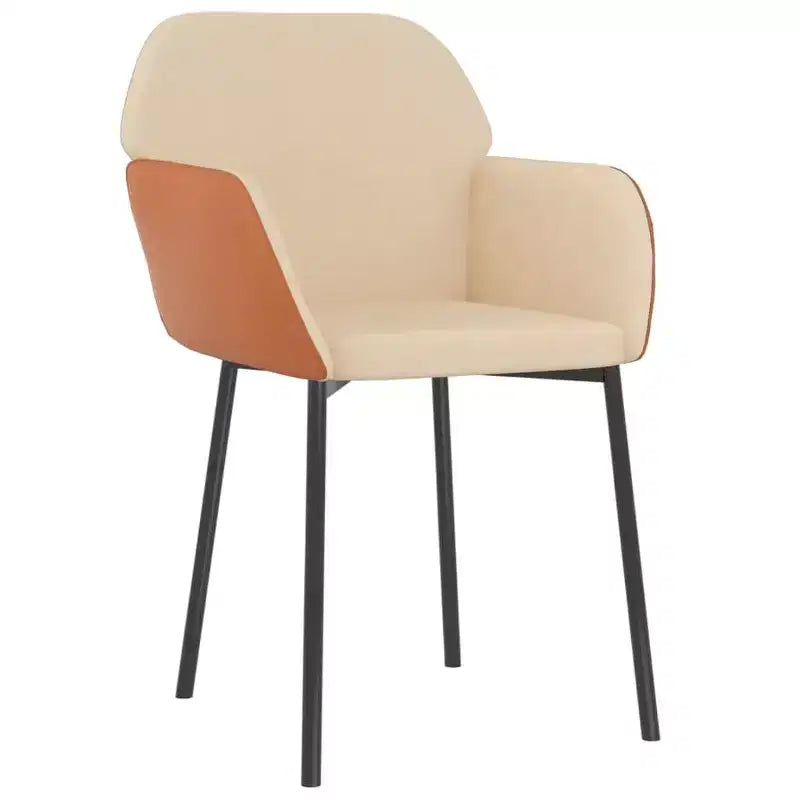 vidaXL Dining Chair Set of 2 Cream and Brown