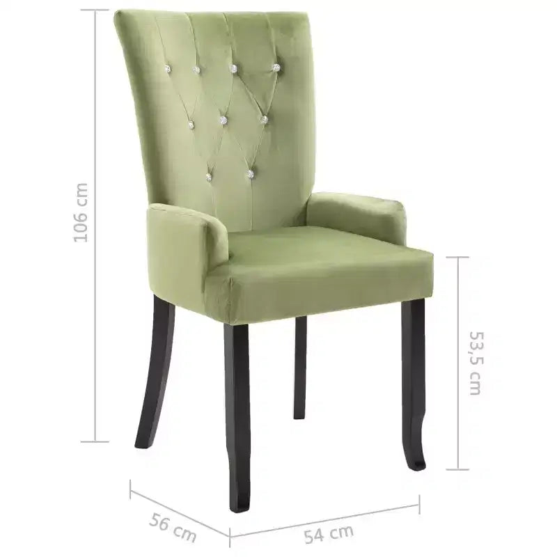 vidaXL Dining Chair Light Green Polyester Velvet, Solid Oak Wood