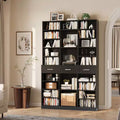 Garvee 75 Tall Bookcase with Drawers, 47 Wide Large 9-Tier Farmhouse Wooden Bookshelf Storage Cabinet with Adjustable Shelves for Living Room