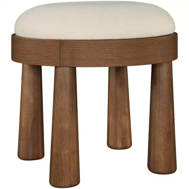 Meridian Furniture Larea Linen Textured Fabric Upholstered Ottoman