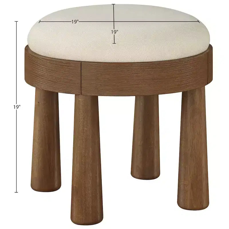 Meridian Furniture Larea Linen Textured Fabric Upholstered Ottoman