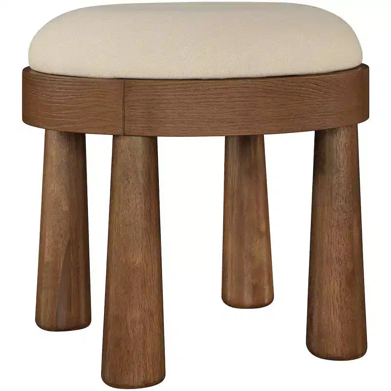 Meridian Furniture Larea Linen Textured Fabric Upholstered Ottoman