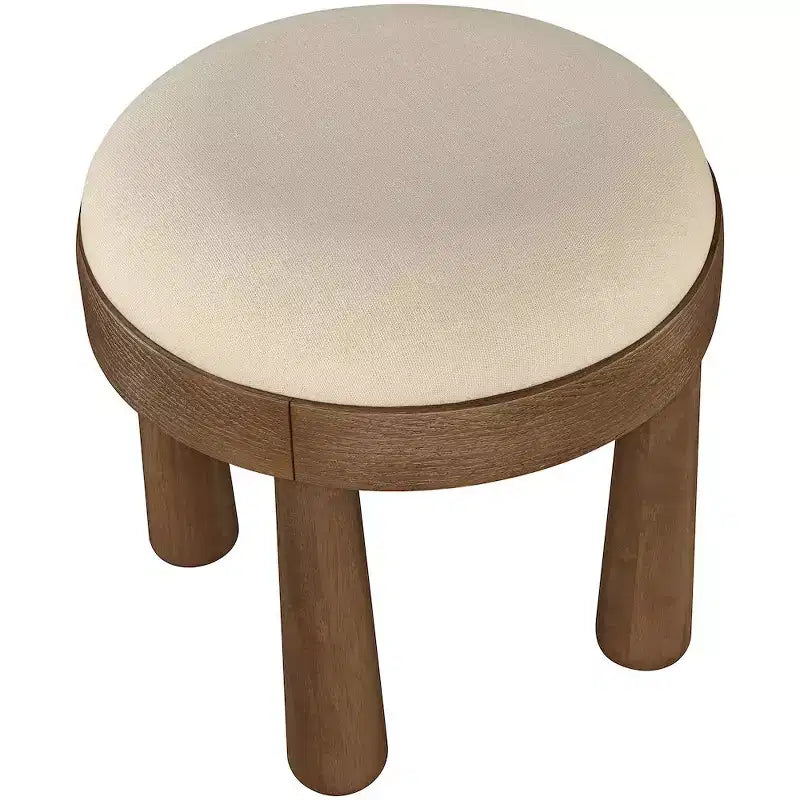 Meridian Furniture Larea Linen Textured Fabric Upholstered Ottoman