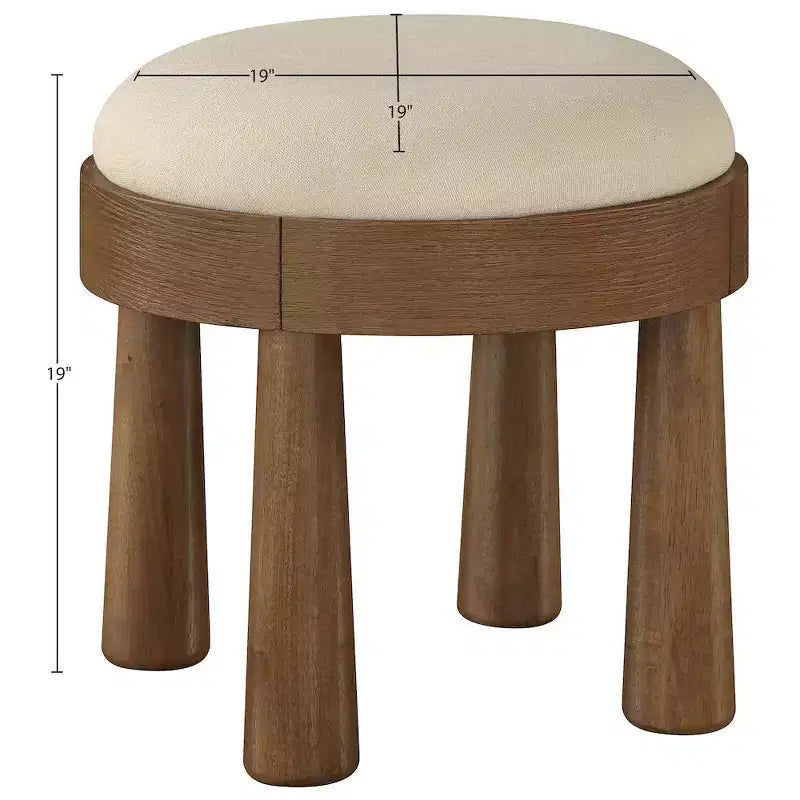 Meridian Furniture Larea Linen Textured Fabric Upholstered Ottoman