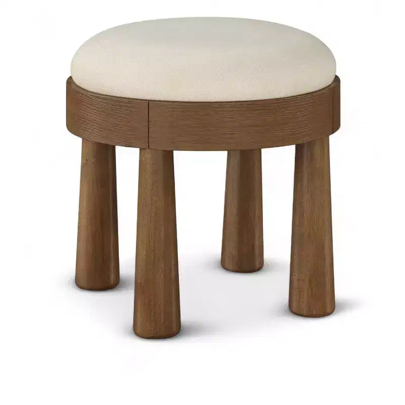 Meridian Furniture Larea Pouf en tissu texturé lin