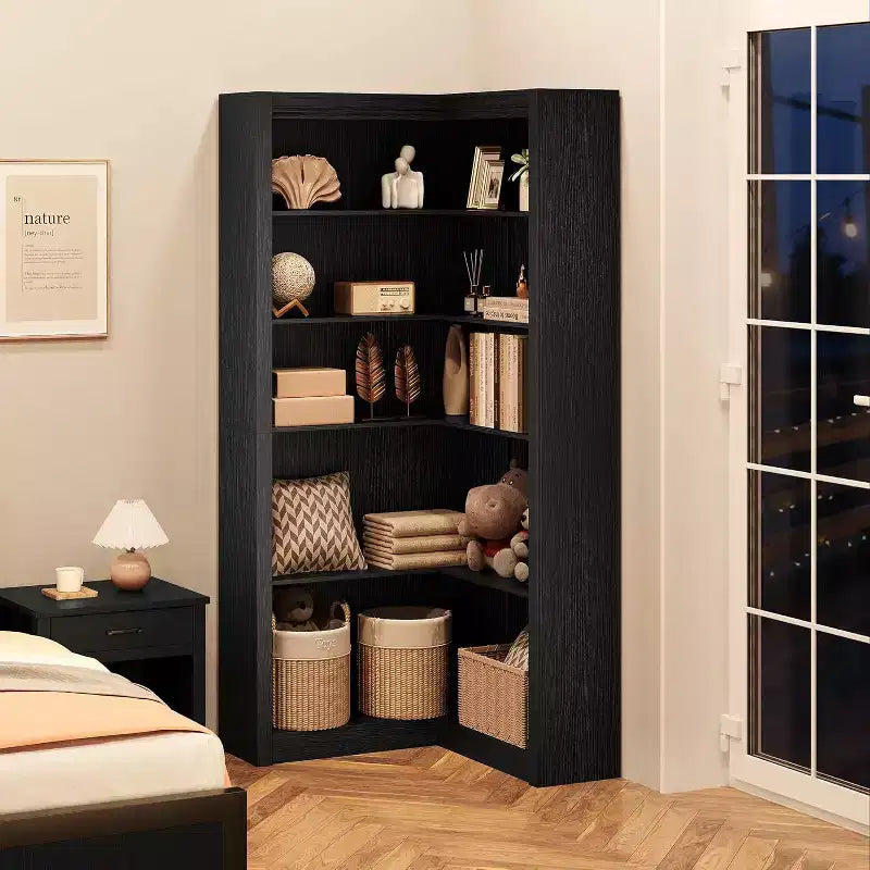 GustoWave 5-Tier Corner Bookshelf, 71.8-In L-Shaped Bookcase With Anti-Tip Kit For Living Room Or Home Office