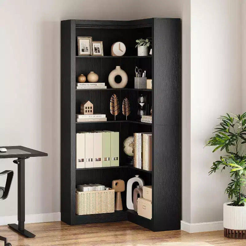 GustoWave 5-Tier Corner Bookshelf, 71.8-In L-Shaped Bookcase With Anti-Tip Kit For Living Room Or Home Office