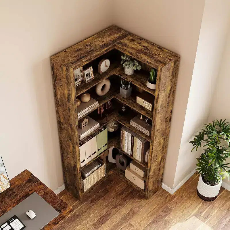 GustoWave 5-Tier Corner Bookshelf, 71.8-In L-Shaped Bookcase With Anti-Tip Kit For Living Room Or Home Office