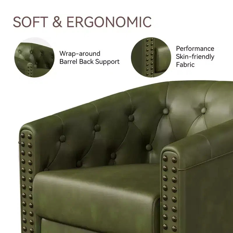 Dyonery Swivel Barrel Accent Chair,Modern Nailhead Armchair, 360 Modern Comfy Reading Chair for Living Room & Bedroom