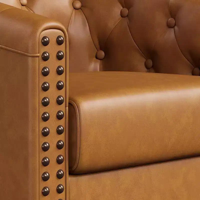 Dyonery Swivel Barrel Accent Chair,Modern Nailhead Armchair, 360 Modern Comfy Reading Chair for Living Room & Bedroom