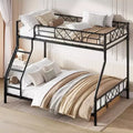 Metal Twin Over Full Bunk Bed for Adults & Teens, Low Profile Bunk Bed with Safety Guardrail and Ladder, No Box Spring Needed, Space-Saving
