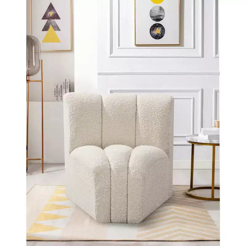 Meridian Furniture Arc Boucle Fabric Curved Corner Chair