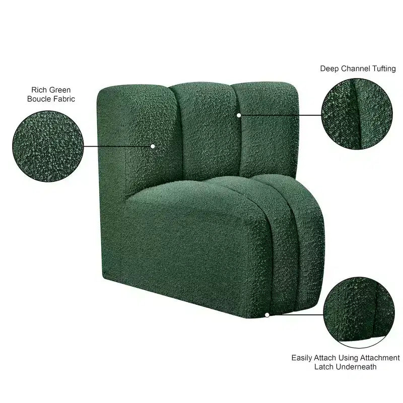 Meridian Furniture Arc Boucle Fabric Curved Corner Chair
