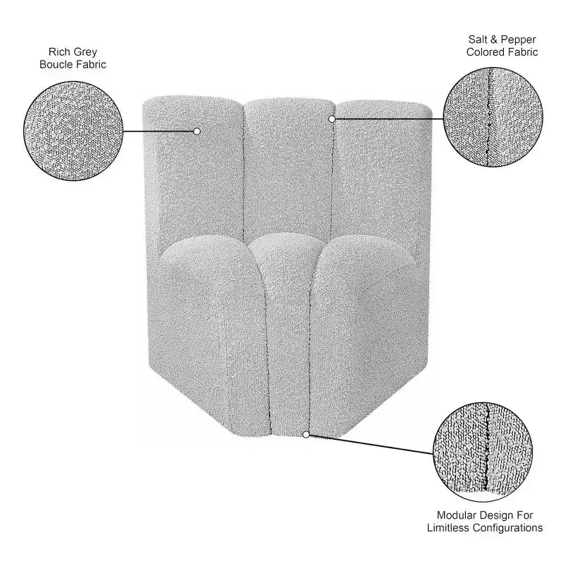 Meridian Furniture Arc Boucle Fabric Curved Corner Chair