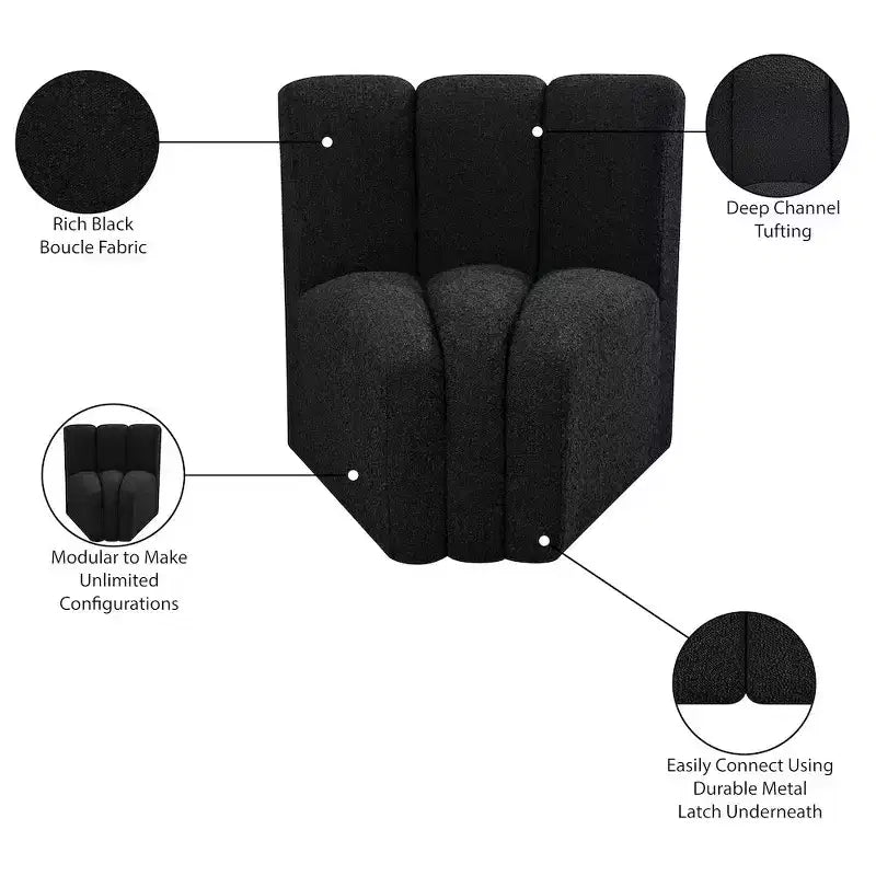 Meridian Furniture Arc Boucle Fabric Curved Corner Chair