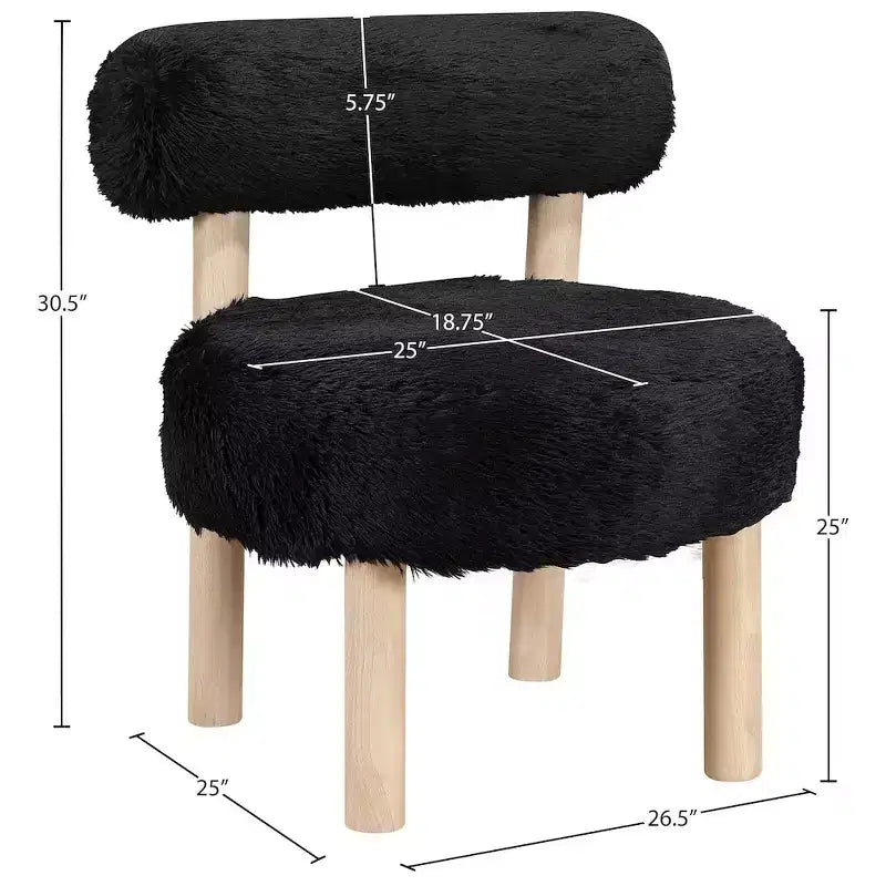 Meridian Furniture Ambre Vegan Shearling Fabric Chair
